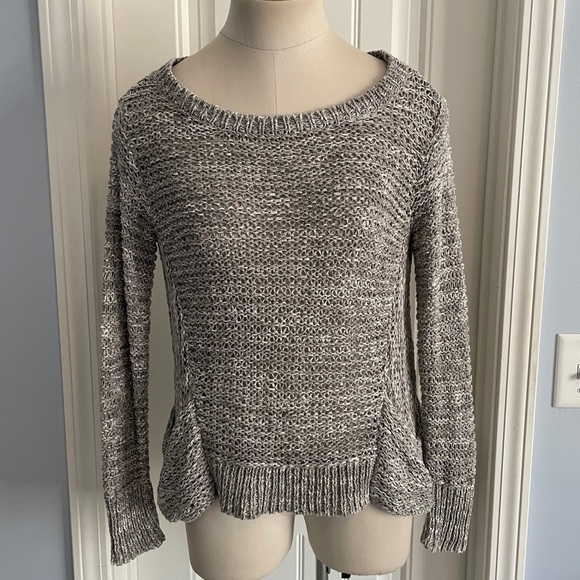 Eileen Fisher Petite PP (Size 2 - 4) Open Knit Gray Sweater w/ Pockets XS - Picture 1 of 7